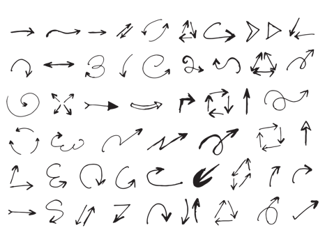 Collection of hand drawn arrows Isolated on transparent background PNG file format.