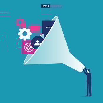 Business filter concept. Businessman filtering icon. Business vector illustration