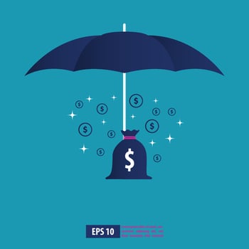 Risk Illustration. Risk concept with umbrella. Business background vector