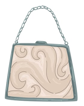Vintage purse with ornaments and trendy chains vector