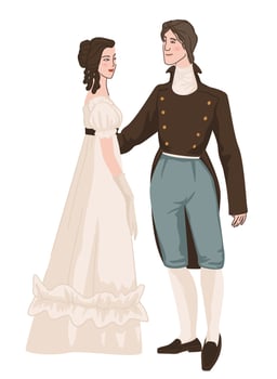 Man and woman wearing vintage clothes, old fashion vector