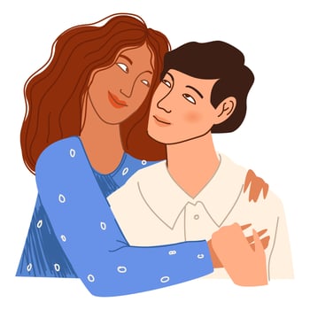 Lesbian couple in love, same sex pair cuddling vector