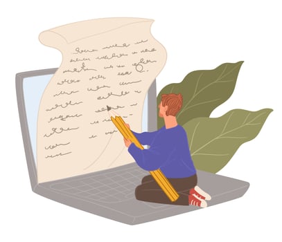 Copywriting or freelancing, writing text article vector
