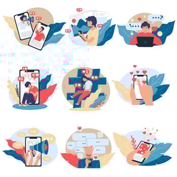 People chatting and communicating in network web vector