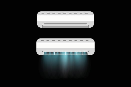 Air conditioner with cooling breeze Vector illustration.