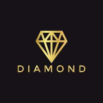 Modern diamond gold vector logo template, luxury diamond logo