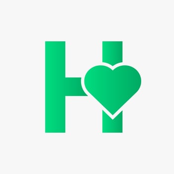 Letter H Love Symbol And Heart Icon Concept Vector Template