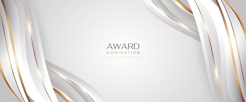 Luxurious and Elegant White and Gold Wavy Background with Golden Lines and Glowing Light. Can be Used for Award, Banner, Card, Nomination, Ceremony, Formal Invitation or Certificate Design vector