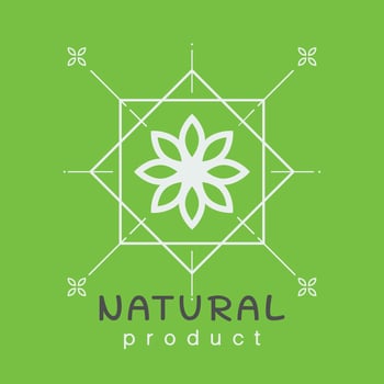 Natural product logo design template . Branch with green leaves vector