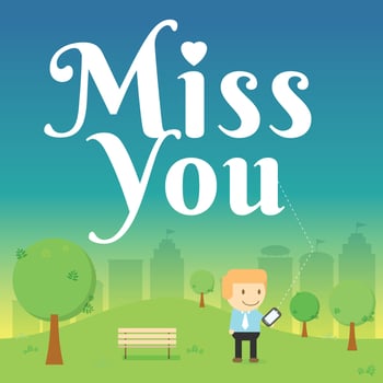 man send message miss you on smart phone in the park vector
