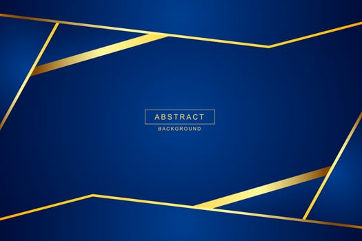 Vector triangle shape on abstract blue background with gold line