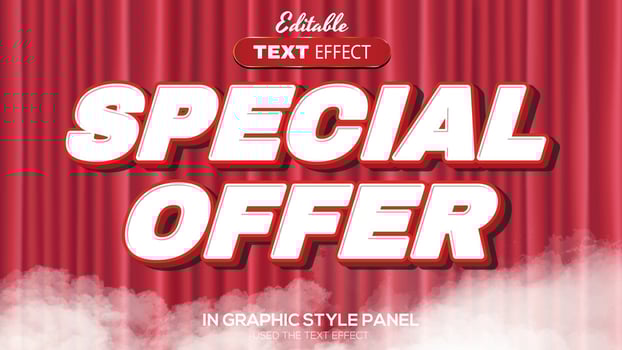 3D editable text effect special offer theme vector