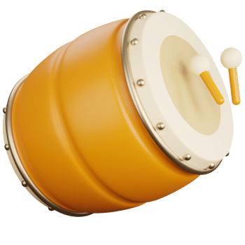 3d rendering drum with sticks isolated png