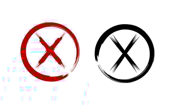 Cross X no icon symbol red and black design vector illustration