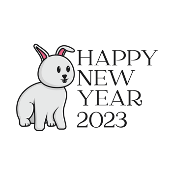 Creative concept of 2023 Happy New Chinese Year design. Creative Rabbit logo and text 2023. Holiday object icon concept. Happy new year, year of the rabbit design. png