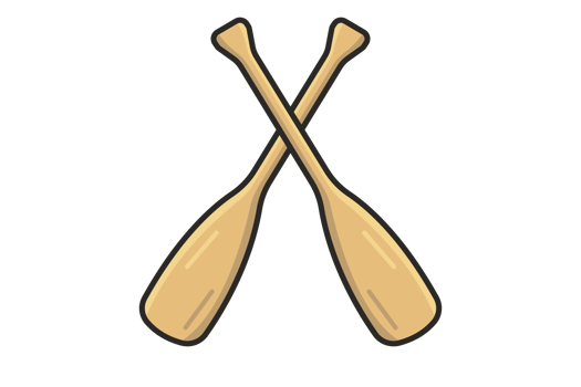 Two Wooden Oars or Paddles in cross sign illustration. Water transportation boat object icon concept. Rowing oars, Boat oar, Water sport. Boat oars design with shadow. png