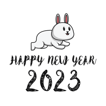 Creative concept of 2023 Happy New Chinese Year design. Creative Rabbit logo and text 2023. Holiday object icon concept. Happy new year, year of the rabbit design. png
