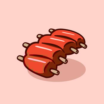 rib meat cartoon illustration concept vector