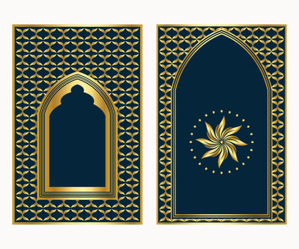 Luxury mandala islamic book cover with gold ornament design vector