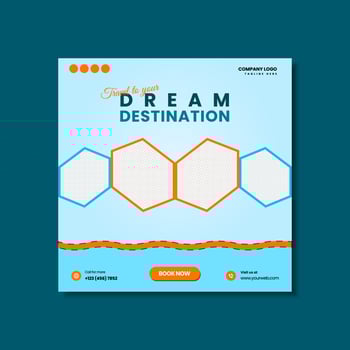 Social Media Post Template For Travel And Tourism Holiday Vacations vector