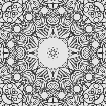 vector coloring geometric flower shapes and textile fabric pattern background.