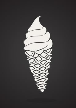 Silhouette icon of ice cream in the waffle cone vector