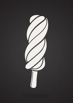 Silhouette icon of spiral Popsicle ice lolly vector