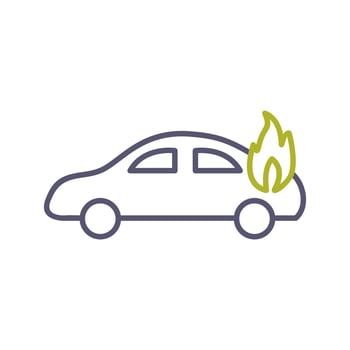 Unique Car on Fire Vector Icon