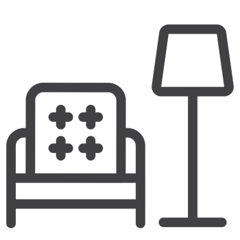sofa and floor light, furniture icon png