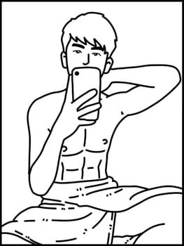 vector illustration of cute man cartoon for coloring
