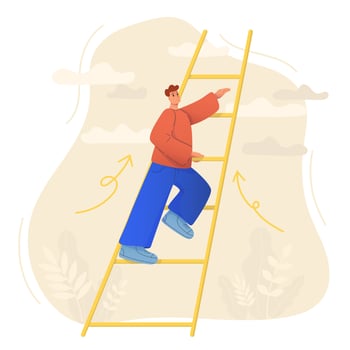 A motivated person aspires to develop and achieve his goals. To achieve success in career growth. vector