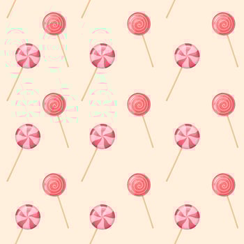 Cute Seamless repeating pattern of colorful candy on sticks.Vector illustration. vector