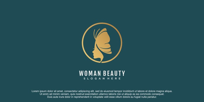 Beauty woman logo with butterfly concept design icon vector icon illustration
