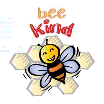 Be kind. Hand drawn motivation phrase. Lettering with bee. vector