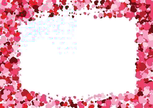 Red heart horizontal rectangle frame with space for text. Background for Valentine's Day or Weddings and Mother's Day vector