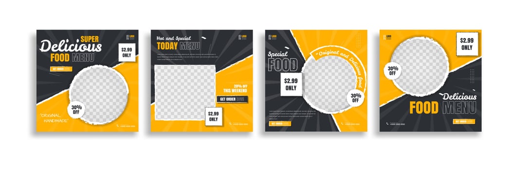 Set of food post story. social media banner template design. Creative design, easy Use for promotions you product. story food for your restaurant promotion. vector