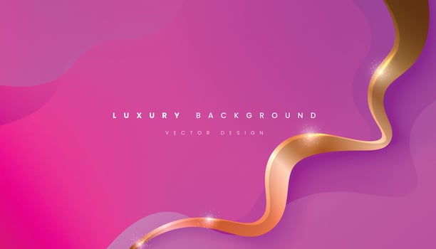 Pink Purple Luxury Background, Gold Glitter Line Decoration. Vector Illustration