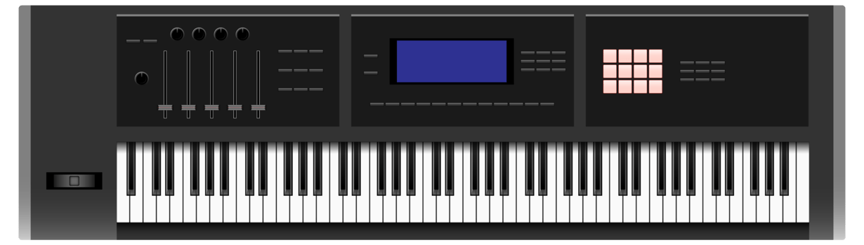 Top view of synthesizer keyboard png