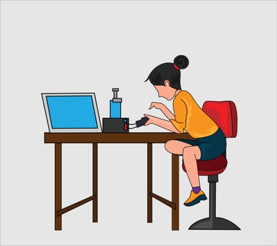 Robotics kids flat vector illustration on white background
