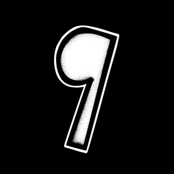 Number nine art Illustration hand drawn black and white vector for icon, sticker, logo etc