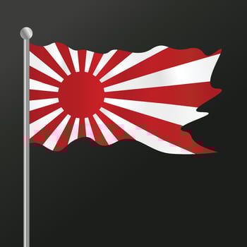 country flag pole of rising sun japanese imperial naval ready for your history design vector