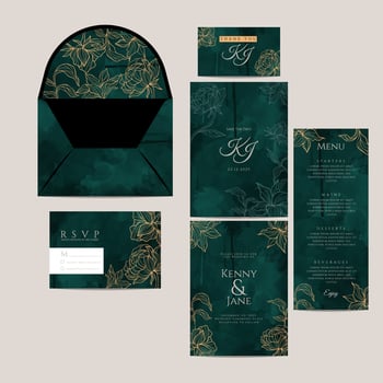 Set of Modern Floral Wedding Invitation vector