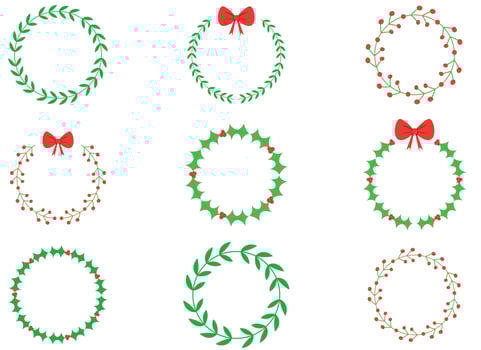 Christmas wreath design illustration isolated on white background vector