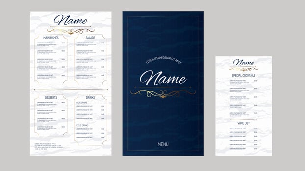 Minimalist restaurant menu, modern restaurant menu, wedding menu, stylish menu, restaurant menu, wine list, drink list vector