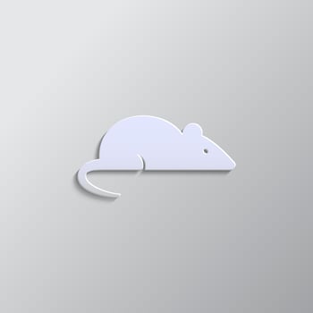 rat, laboratory, icon paper style. Grey color vector background- Paper style vector icon