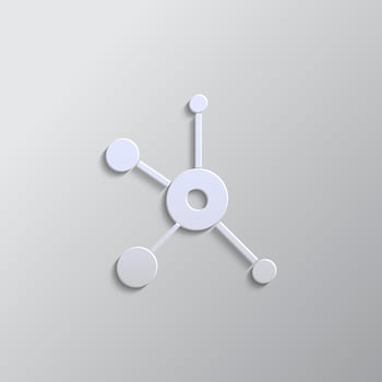 web, biology, icon paper style. Grey color vector background- Paper style vector icon