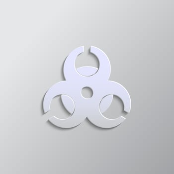 Hazard, biology, icon paper style. Grey color vector background- Paper style vector icon
