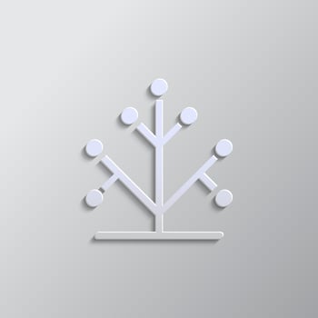 Genetics, icon, tree, dna paper style. Grey color vector background- Paper style vector icon