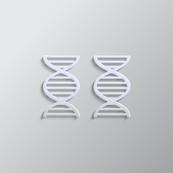 Genome, icon, dna paper style. Grey color vector background- Paper style vector icon