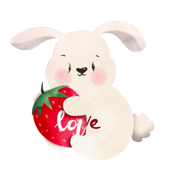 Watercolor illustration of  Cute  Rabbit  hugging heart ,cute item PNG design  ,PNG Transparency